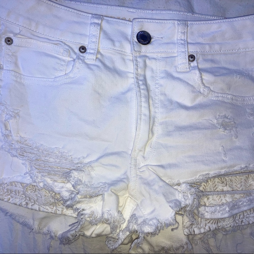 White American Eagle Distressed Shorts